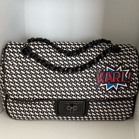 Karl Lagerfeld Handbags - Karl Lagerfeld Graphic Black and White Shoulder Bag